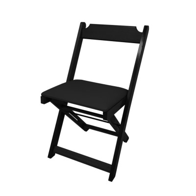Cadeira Dobravel De Madeira Estofada Preto - Preto