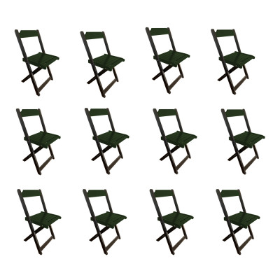 Kit 12 Cadeiras De Madeira Dobrável Verde