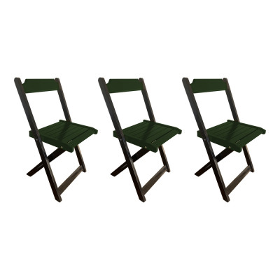 Kit 3 Cadeiras De Madeira Dobrável Verde