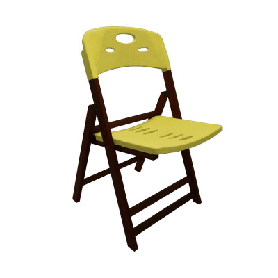 Cadeira Dobravel De Madeira Elegance Imbuia Polipropileno Amarelo