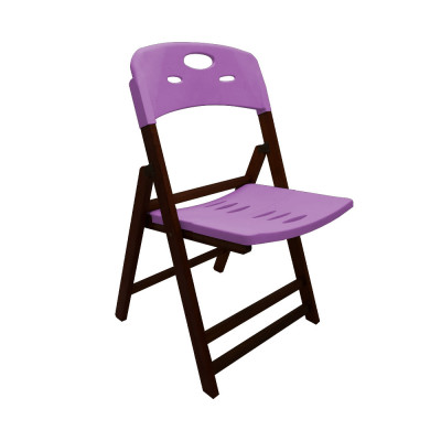 Cadeira Dobravel De Madeira Elegance Imbuia Polipropileno Roxo