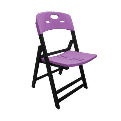 Cadeira Dobravel De Madeira Elegance Preto Polipropileno Roxo