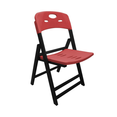 Cadeira Dobravel De Madeira Elegance Preto Polipropileno Vermelho