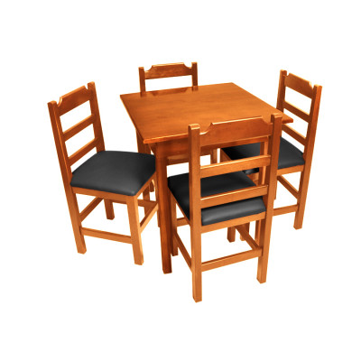 Jogo de Mesa com Cadeiras em Madeira 4 Cadeiras e 1 Mesa 70X70