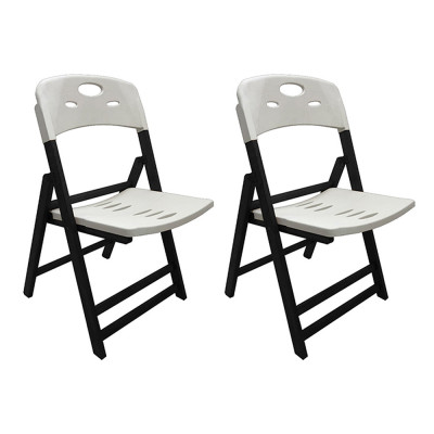 Kit Com 2 Cadeiras Dobraveis De Madeira Elegance Preto Polipropileno Branco