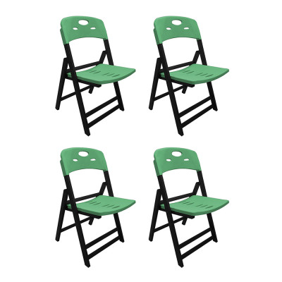 Kit Com 4 Cadeiras Dobraveis De Madeira Elegance Preto Polipropileno Verde
