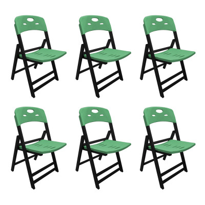 Kit Com 6 Cadeiras Dobraveis De Madeira Elegance Preto Polipropileno Verde