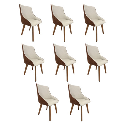 Kit 8 Cadeiras Estofada Catânia Moderna Premium Em Couro Sintético E Tecido