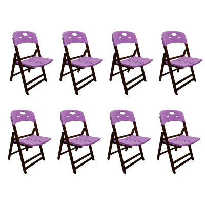 Kit Com 8 Cadeiras Dobraveis De Madeira Elegance Imbuia Polipropileno Roxo