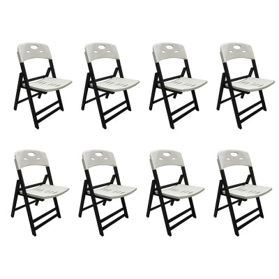 Kit Com 8 Cadeiras Dobraveis De Madeira Elegance Preto Polipropileno Branco