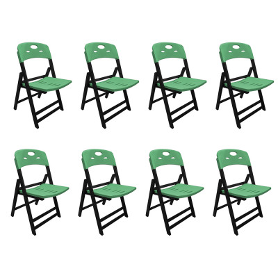 Kit Com 8 Cadeiras Dobraveis De Madeira Elegance Preto Polipropileno Verde