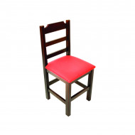Cadeira Paulista De Madeira Com Estofado Vermelho Encosto Anatomico - Imbuia