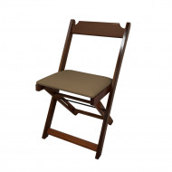 Cadeira Dobravel De Madeira Estofada Marron - Imbuia