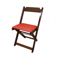 Cadeira Dobravel De Madeira Estofada Vermelho  - Imbuia