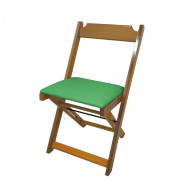 Cadeira Dobravel De Madeira Estofada Verde - Natural