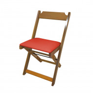 Cadeira Dobravel De Madeira Estofada Vermelho - Natural