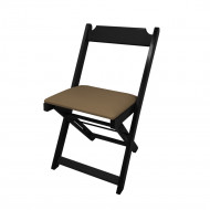 Cadeira Dobravel De Madeira Estofada Marron - Preto