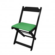 Cadeira Dobravel De Madeira Estofada Verde - Preto