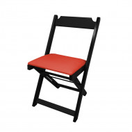 Cadeira Dobravel De Madeira Estofada Vermelho - Preto