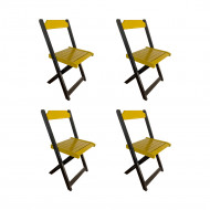 Kit 4 Cadeiras De Madeira Dobrável Amarelo