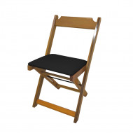 Cadeira Dobravel De Madeira Estofada Preto - Natural