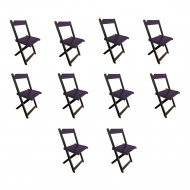 Kit 10 Cadeiras De Madeira Dobrável Roxo