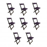 Kit 8 Cadeiras De Madeira Dobrável Roxo