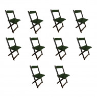 Kit 10 Cadeiras De Madeira Dobrável Verde