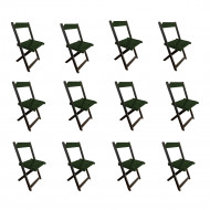 Kit 12 Cadeiras De Madeira Dobrável Verde