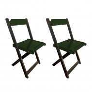 Kit 2 Cadeiras De Madeira Dobrável Verde