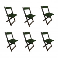 Kit 6 Cadeiras De Madeira Dobrável Verde