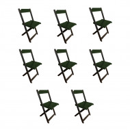 Kit 8 Cadeiras De Madeira Dobrável Verde