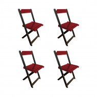 Kit 4 Cadeiras De Madeira Dobrável Vermelho
