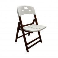 Cadeira Dobravel De Madeira Elegance Imbuia Polipropileno Branco