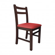 Cadeira Floripa De Madeira Ideal Para Bar E Restaurante Assento Vermelho- Imbuia