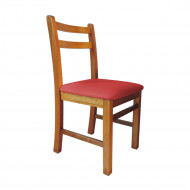 Cadeira Floripa De Madeira Ideal Para Bar E Restaurante Assento Vermelho - Natural