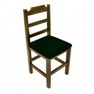 Cadeira Fixa De Madeira Paulista Com Assento Estofado Preto - Imbuia