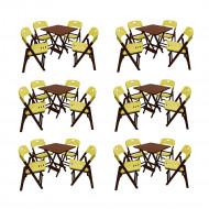 Kit Com 6 Jogos De Mesa Dobravel De Madeira 70x70 Elegance Com 4 Cadeiras Imbuia Polipropileno Amare
