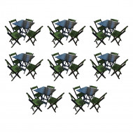 Kit 8 Mesas De Madeira Dobrável Preto 70x70 Com 4 Cadeiras Dobráveis Verde