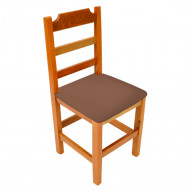 Cadeira Fixa De Madeira Paulista Com Assento Estofado Marrom - Natural