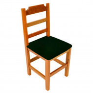 Cadeira Fixa De Madeira Paulista Com Assento Estofado Preto - Natural