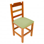 Cadeira Fixa De Madeira Paulista Com Assento Estofado Verde - Natural