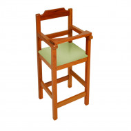 Cadeira Bebe De Madeira Com Trava Com Assento Estofado Verde - Natural