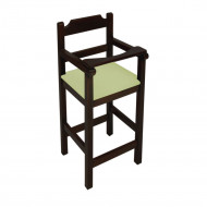 Cadeira Bebe De Madeira Com Trava Com Assento Estofado Verde - Preto