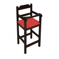 Cadeira Bebe De Madeira Com Trava Com Assento Estofado Vermelho - Preto 