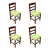 Conjunto De Mesa De Madeira Fixo Paulista 70x70 Imbuia Com 4 Cadeiras Estofado Verde - 4