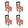 Conjunto De Mesa De Madeira Fixo Paulista 70x70 Imbuia Com 4 Cadeiras Estofado Vermelho - 4