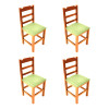 Conjunto De Mesa De Madeira Fixo Paulista 70x70 Natural Com 4 Cadeiras Estofado Verde - 4