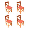 Conjunto De Mesa De Madeira Fixo Paulista 70x70 Natural Com 4 Cadeiras Estofado Vermelho - 4