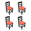 Conjunto De Mesa De Madeira Fixo Paulista 70x70 Preto Com 4 Cadeiras Estofado Vermelho - 4